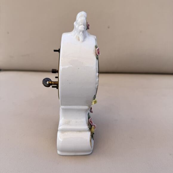 Vtg Dresden Mercedes Wind Up Miniature Porcelain Desk Clock Mark N Dresden WORKS - Picture 4 of 5